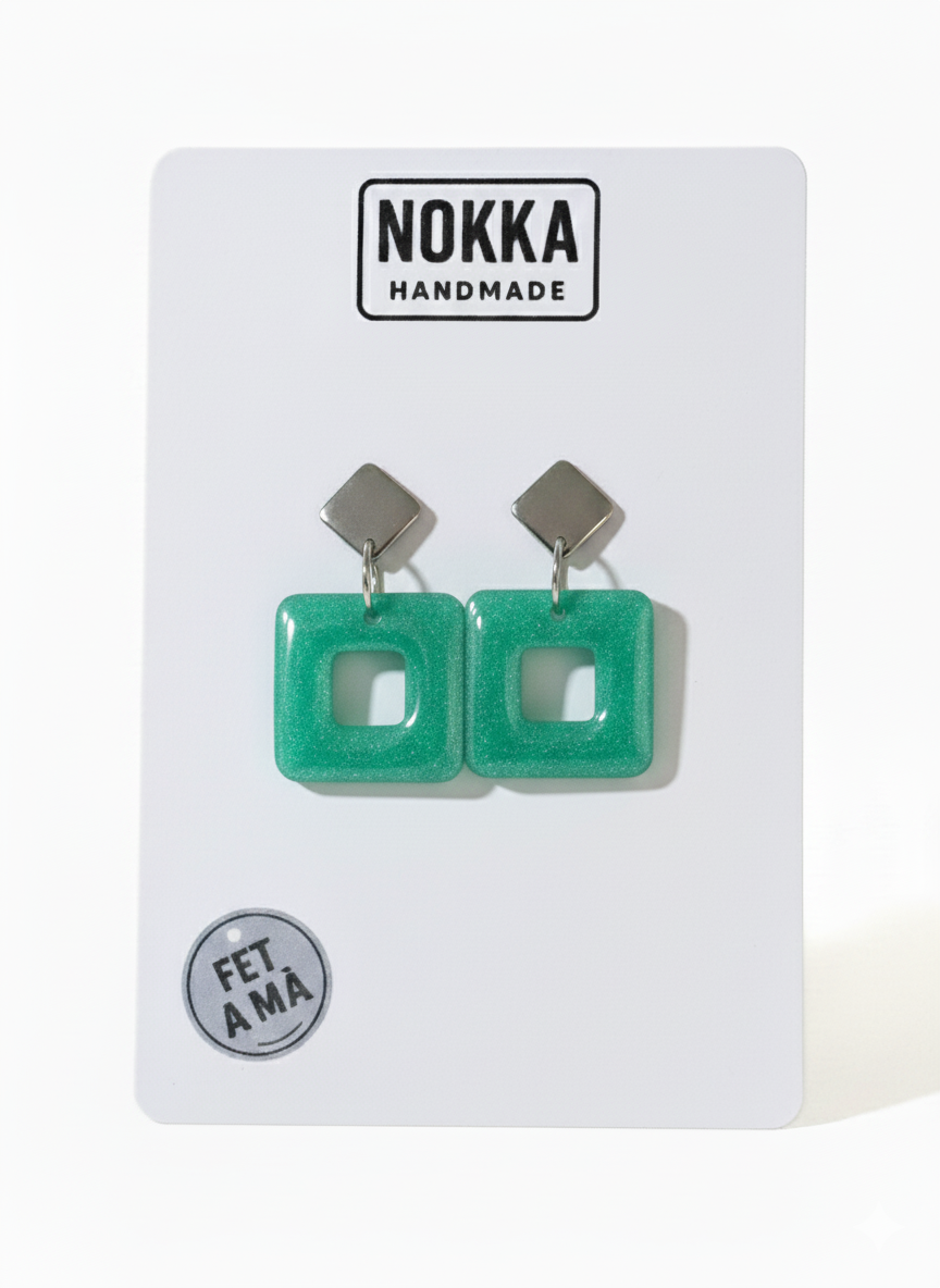 Pendientes cuadrados verdes