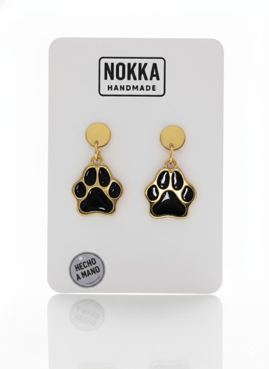 Pendientes huella de perro negros