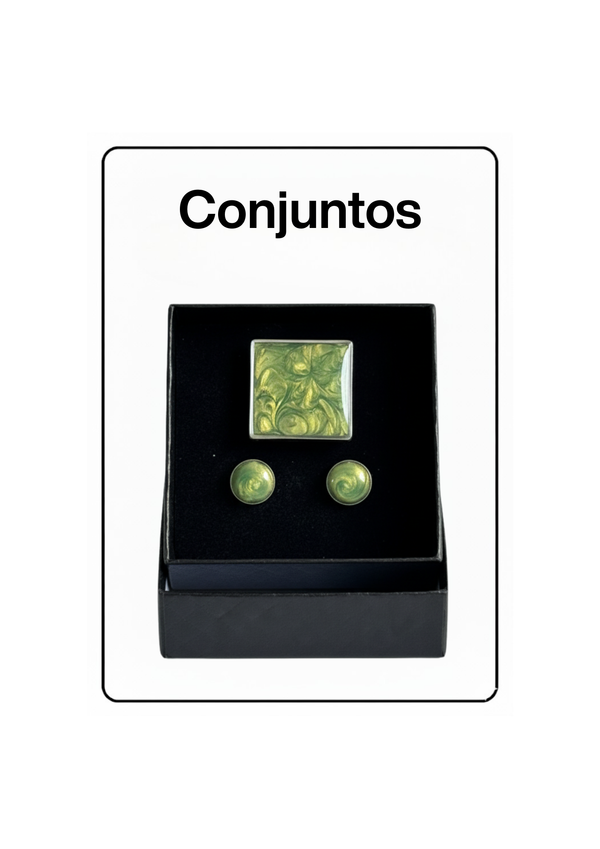 Conjunto pieza única pendientes + colgante arcilla polimérica
