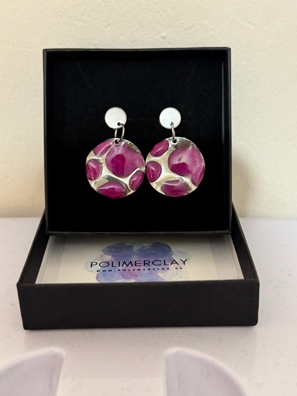 Pendientes circulo acero inoxidable y resina