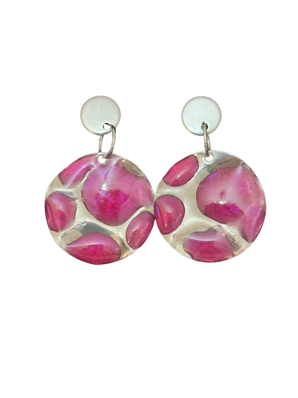 Pendientes circulo acero inoxidable y resina