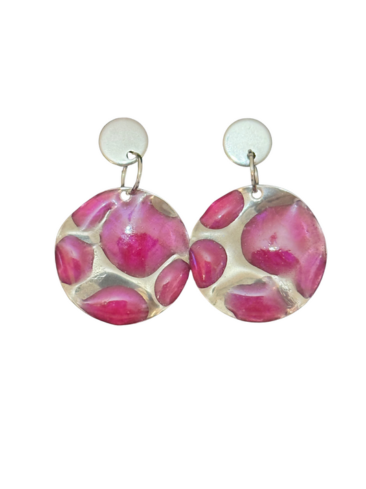 Pendientes circulo acero inoxidable y resina