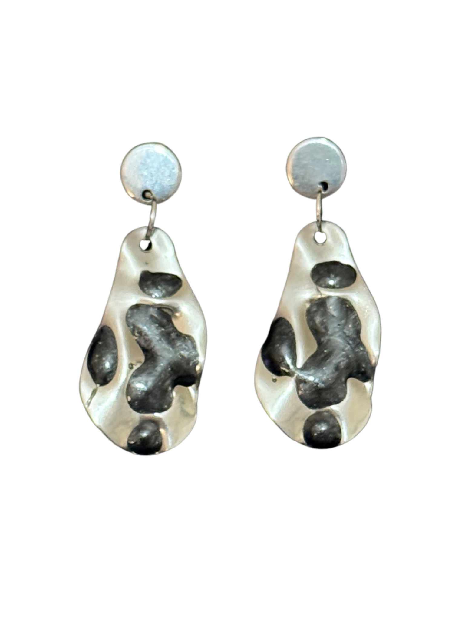 Pendientes hoja acero inoxidable y resina