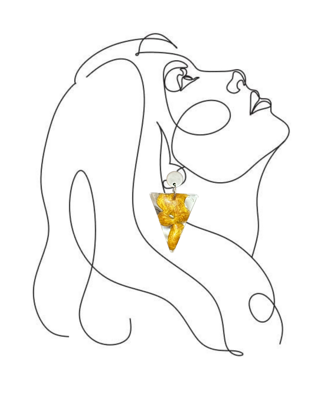 Pendientes triangulo acero inoxidable y resina