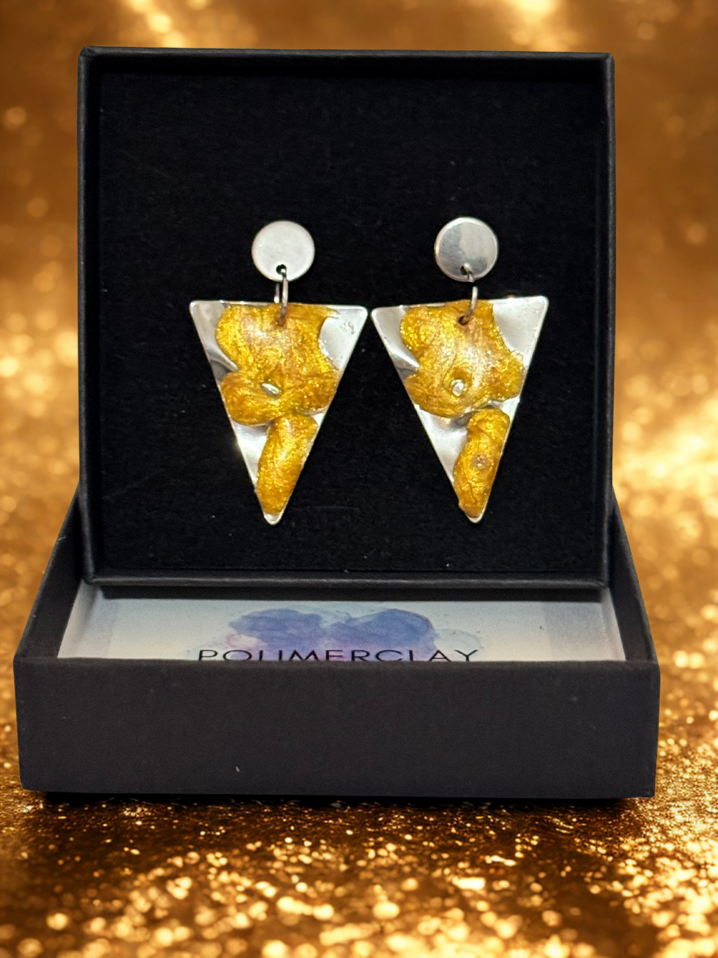 Pendientes triangulo acero inoxidable y resina