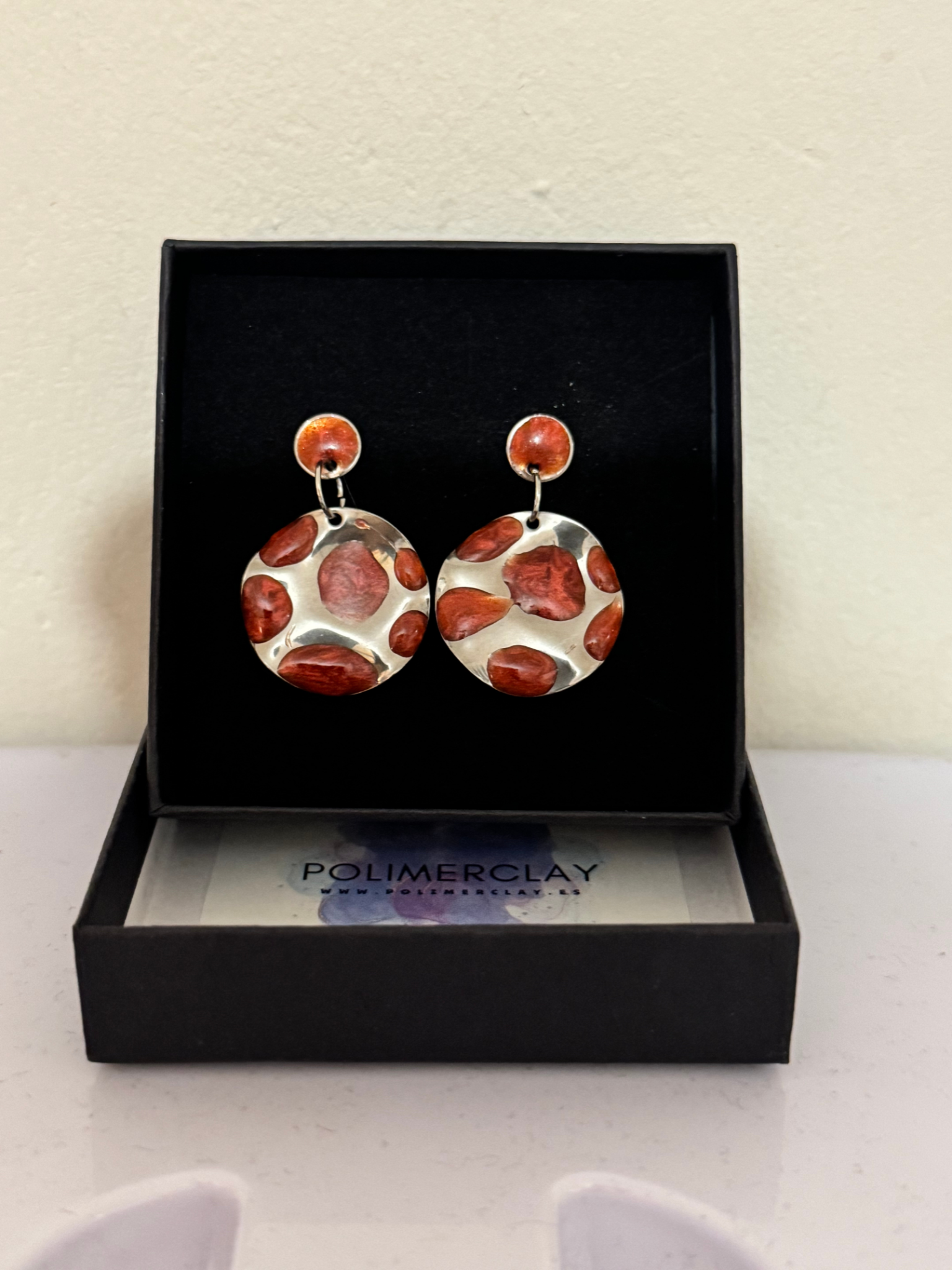 Pendientes circulo acero inoxidable y resina