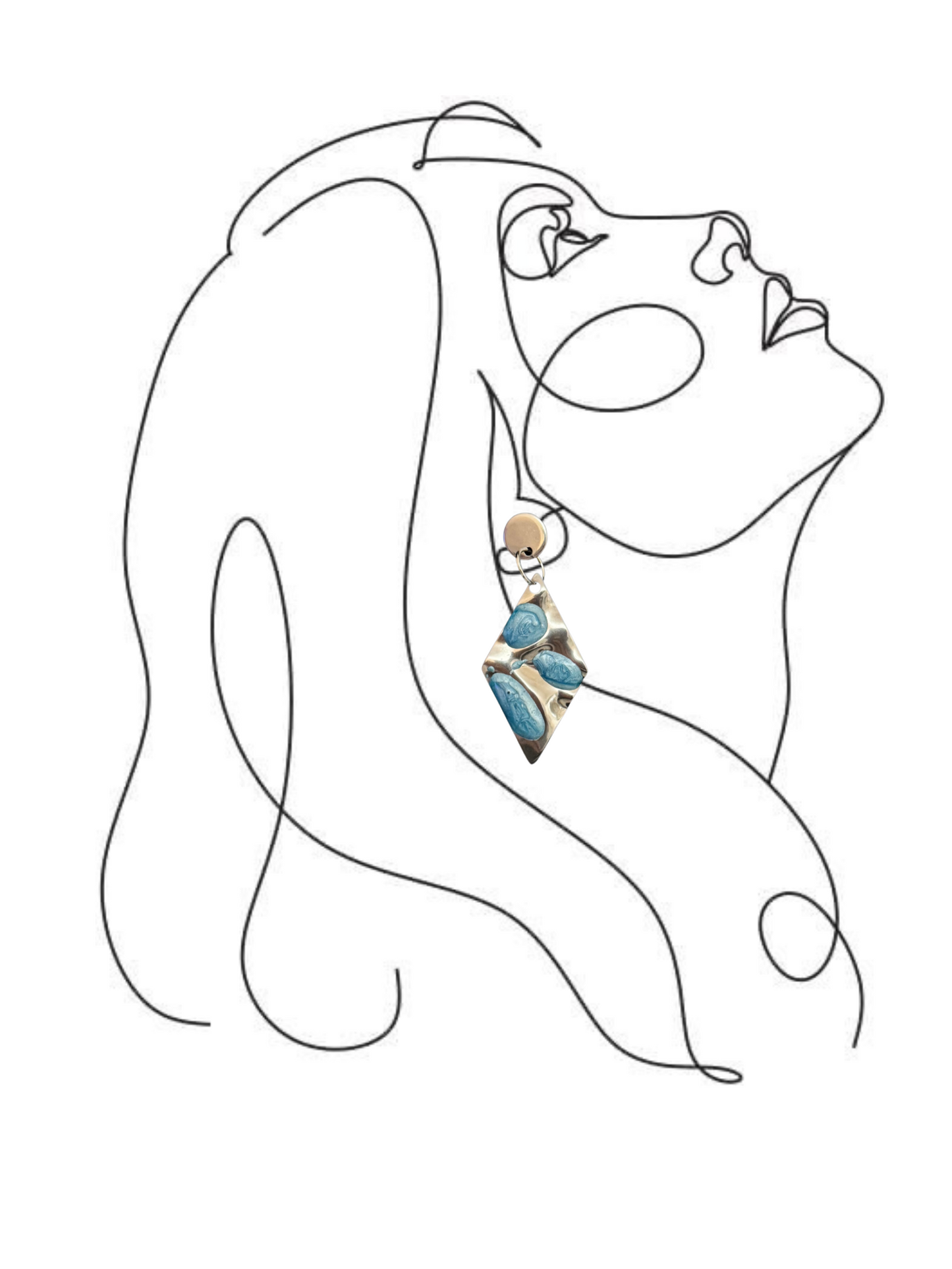 Pendientes rombo acero inoxidable y resina