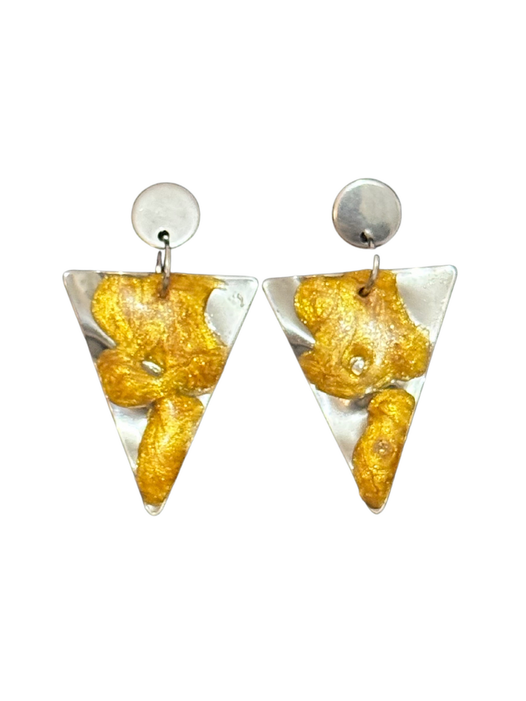 Pendientes triangulo acero inoxidable y resina