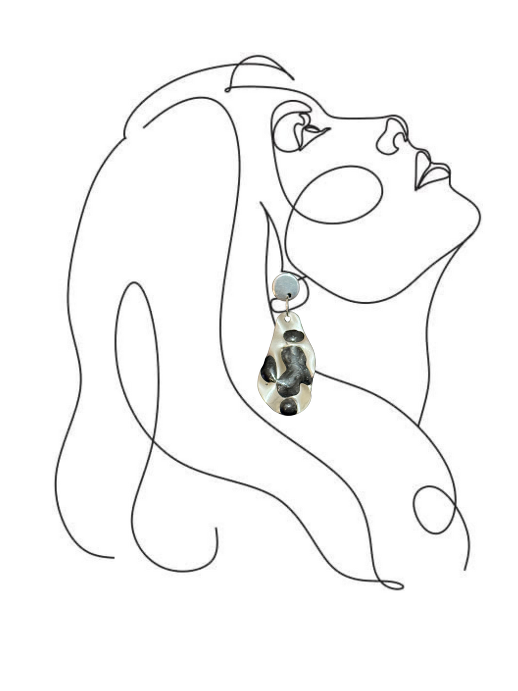 Pendientes hoja acero inoxidable y resina