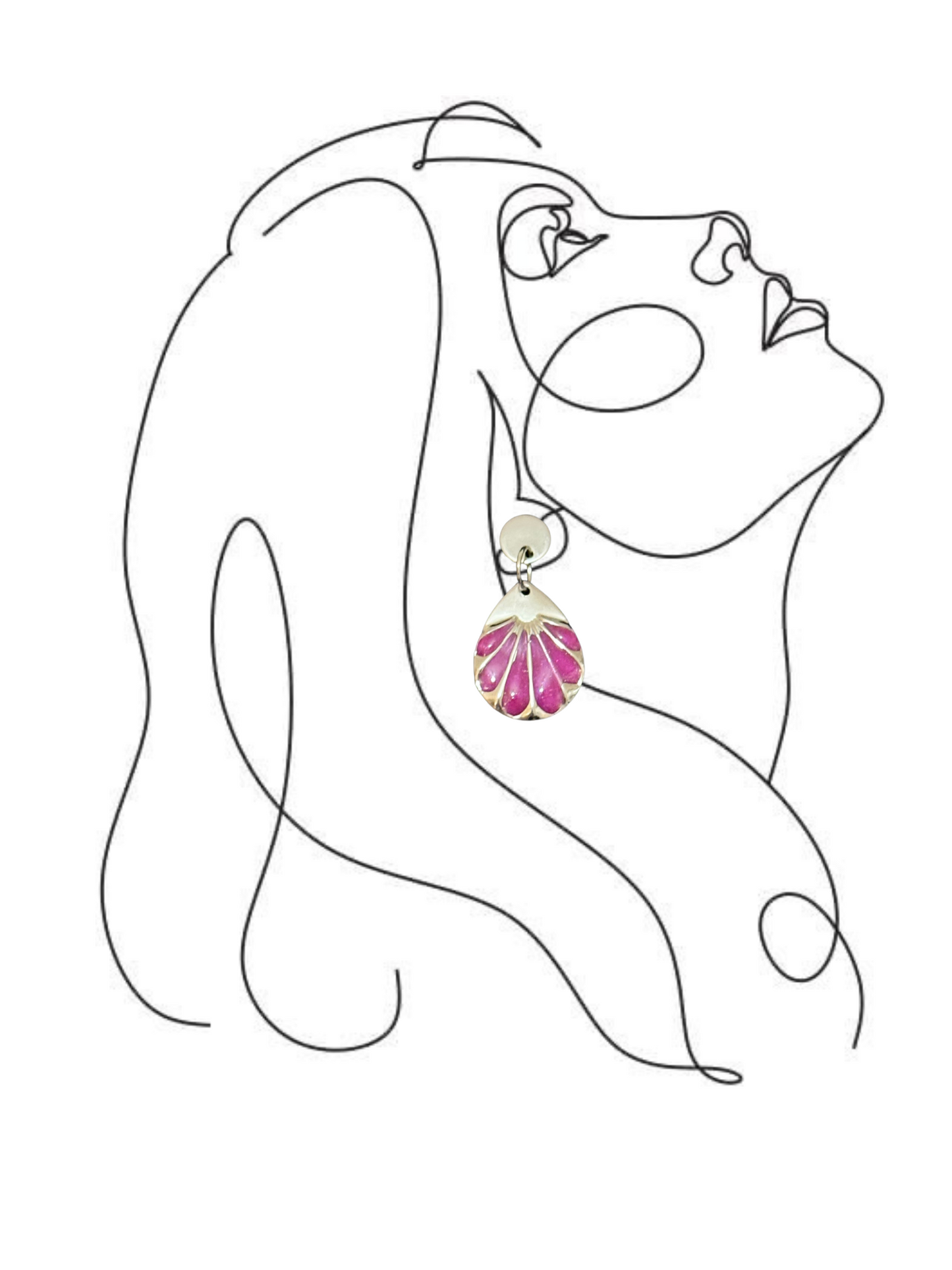 Pendientes concha acero inoxidable y resina