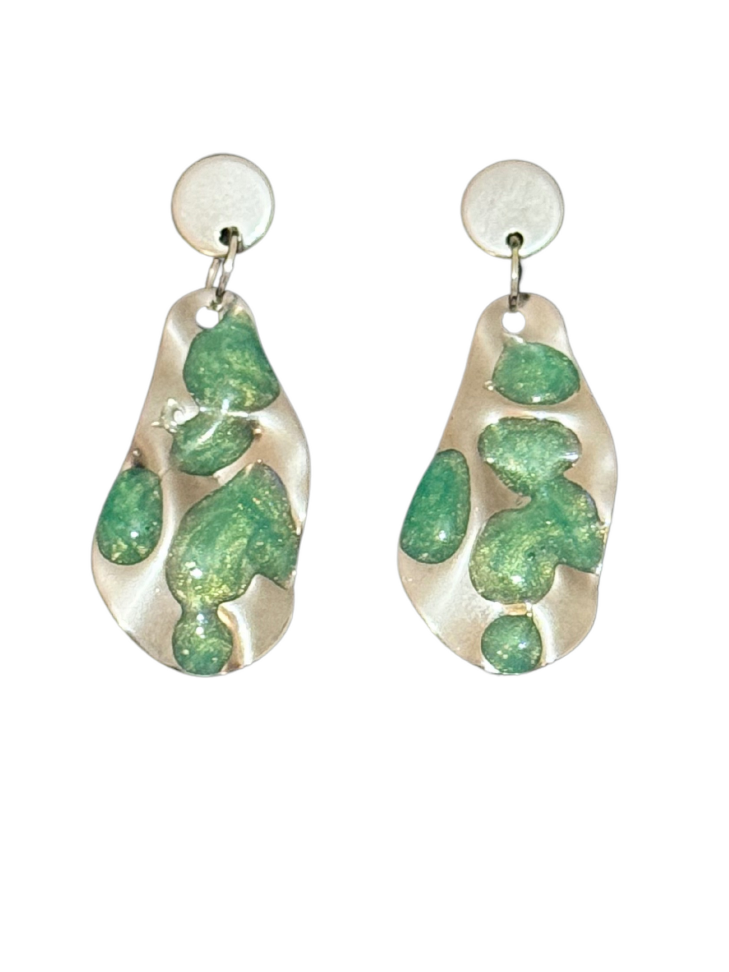 Pendientes hoja acero inoxidable y resina