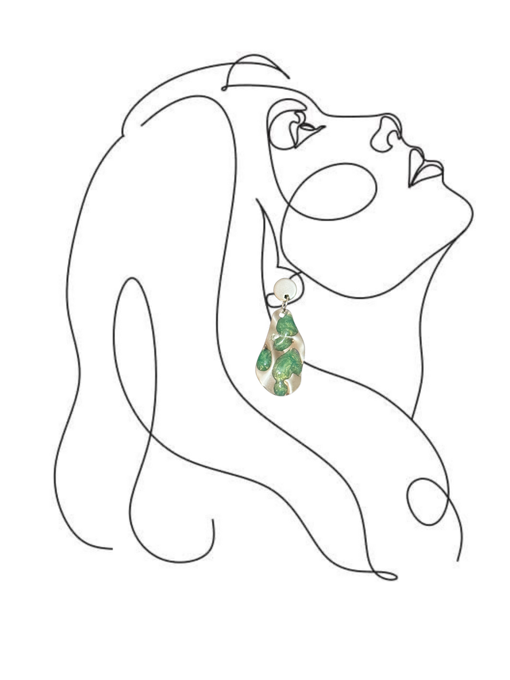 Pendientes hoja acero inoxidable y resina