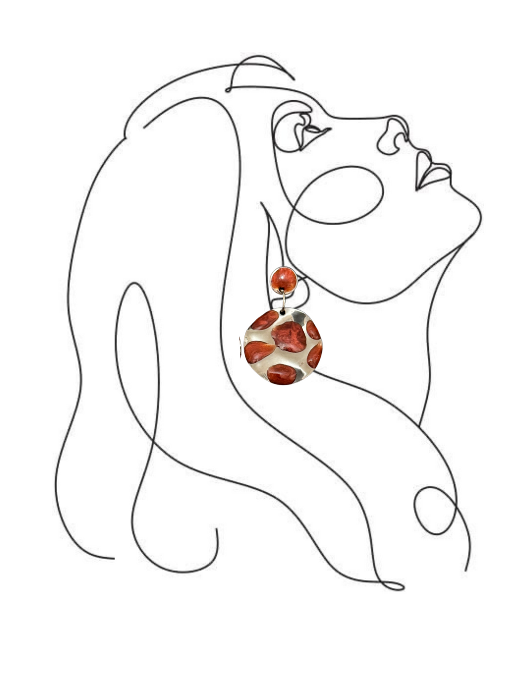 Pendientes circulo acero inoxidable y resina