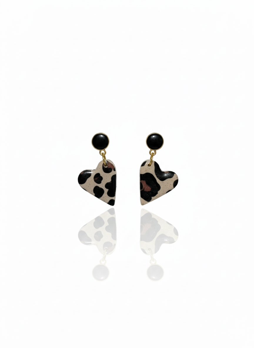 Pendientes corazón animal print