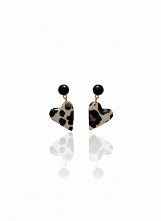 Pendientes corazón animal print