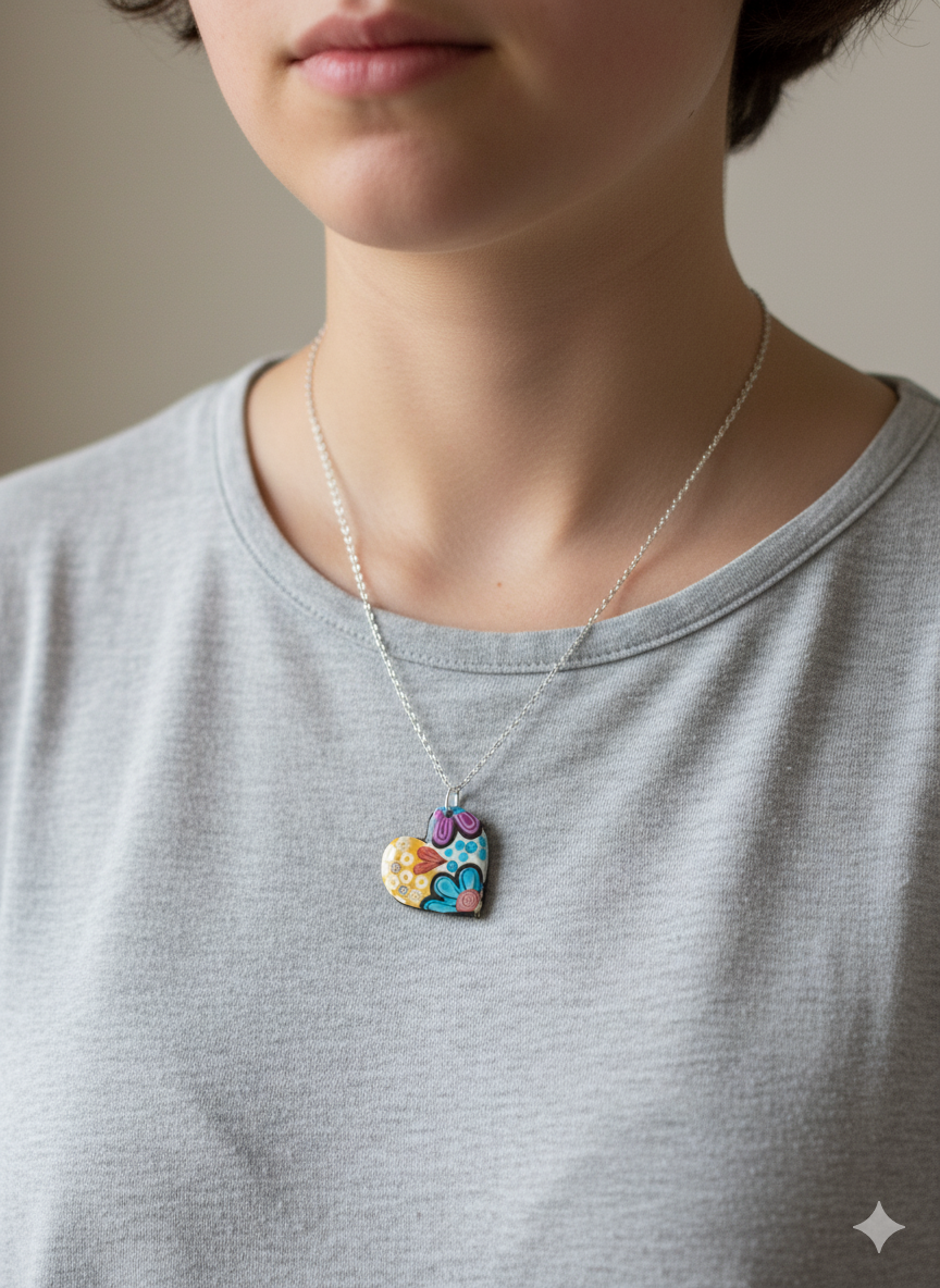 Colgante corazón estampado