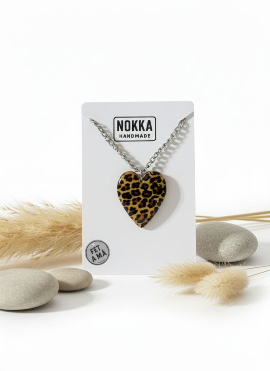 Colgante corazón animal print