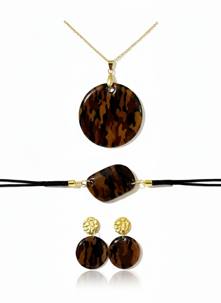 Conjunto estampado estilo madera