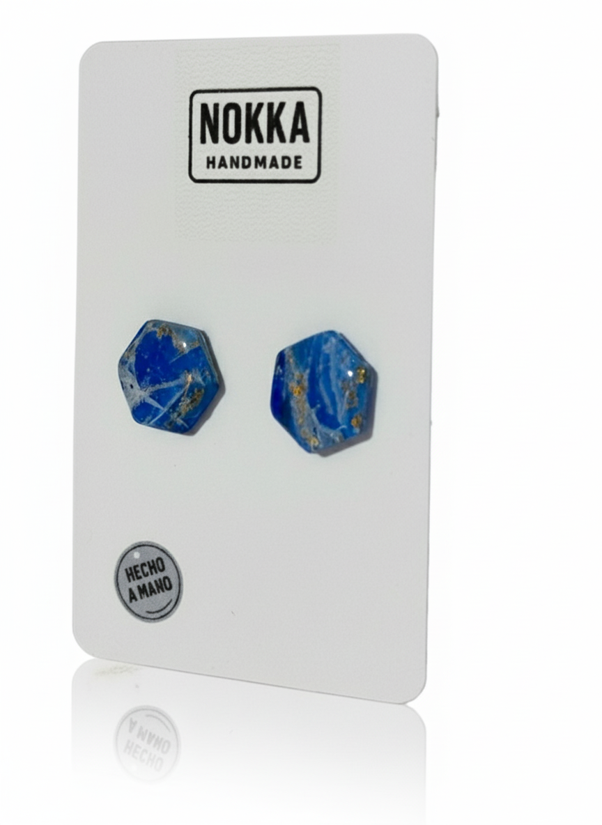 Pendientes botón hexagonal colección CELESTE