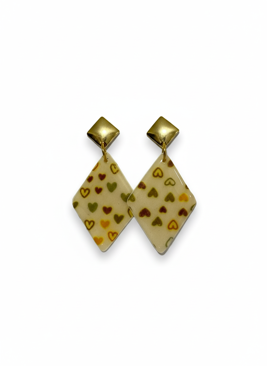 Pendientes rombos corazones