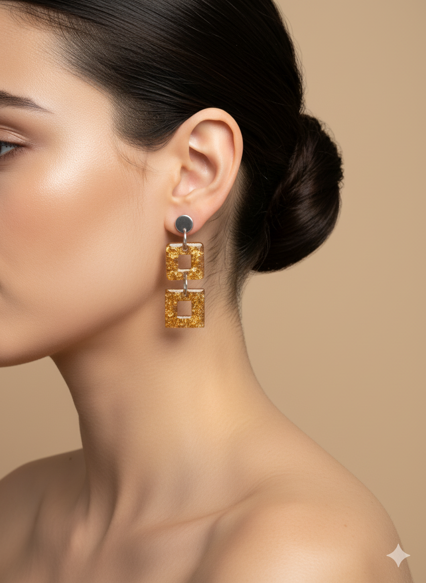 Pendientes dobles cuadrados