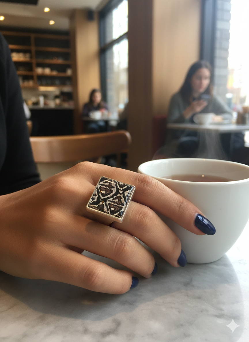 Anillo ajustable piel de serpiente