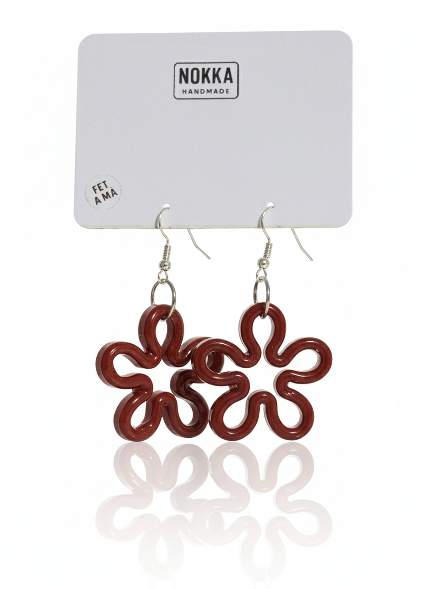 Pendientes flor marrón