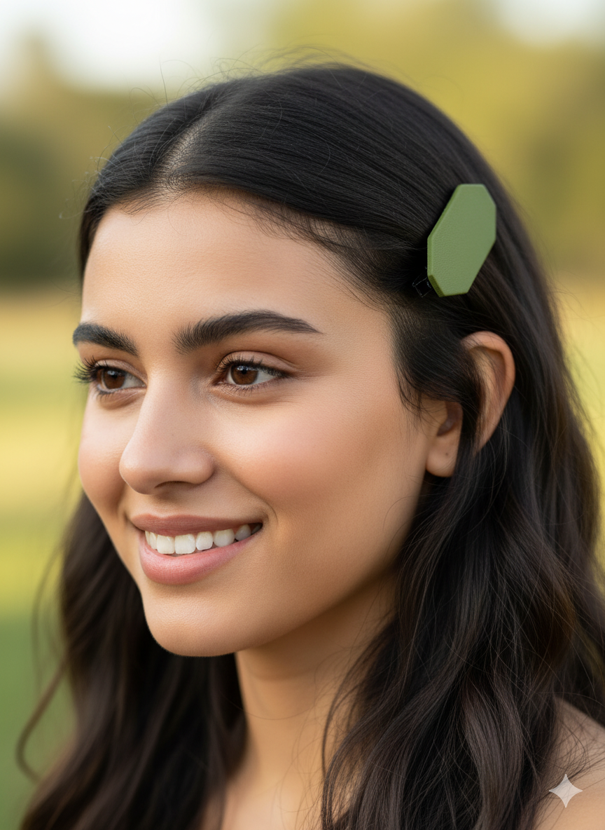 Pinza para el cabello color verde inspiracion piel