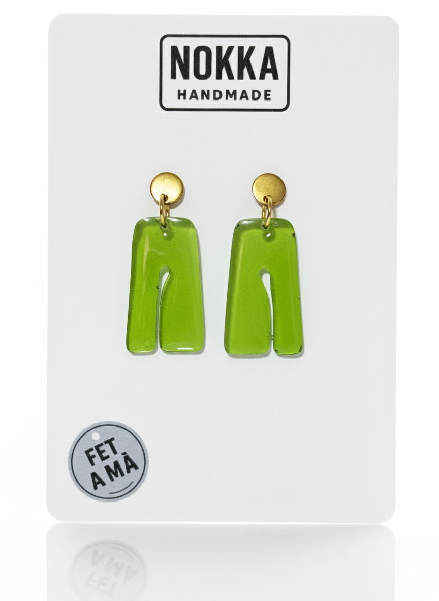 Pendientes forma A verdes traslucidos