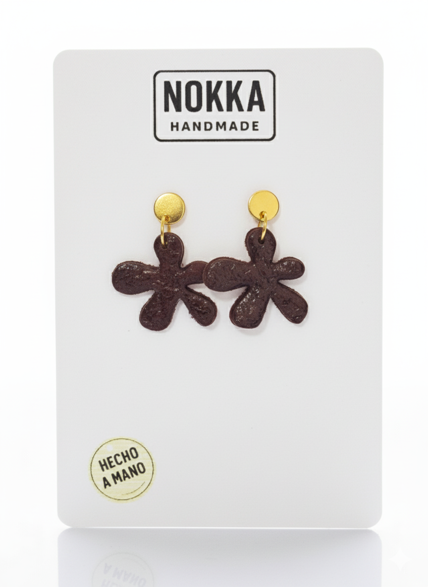 Pendientes flor marrones