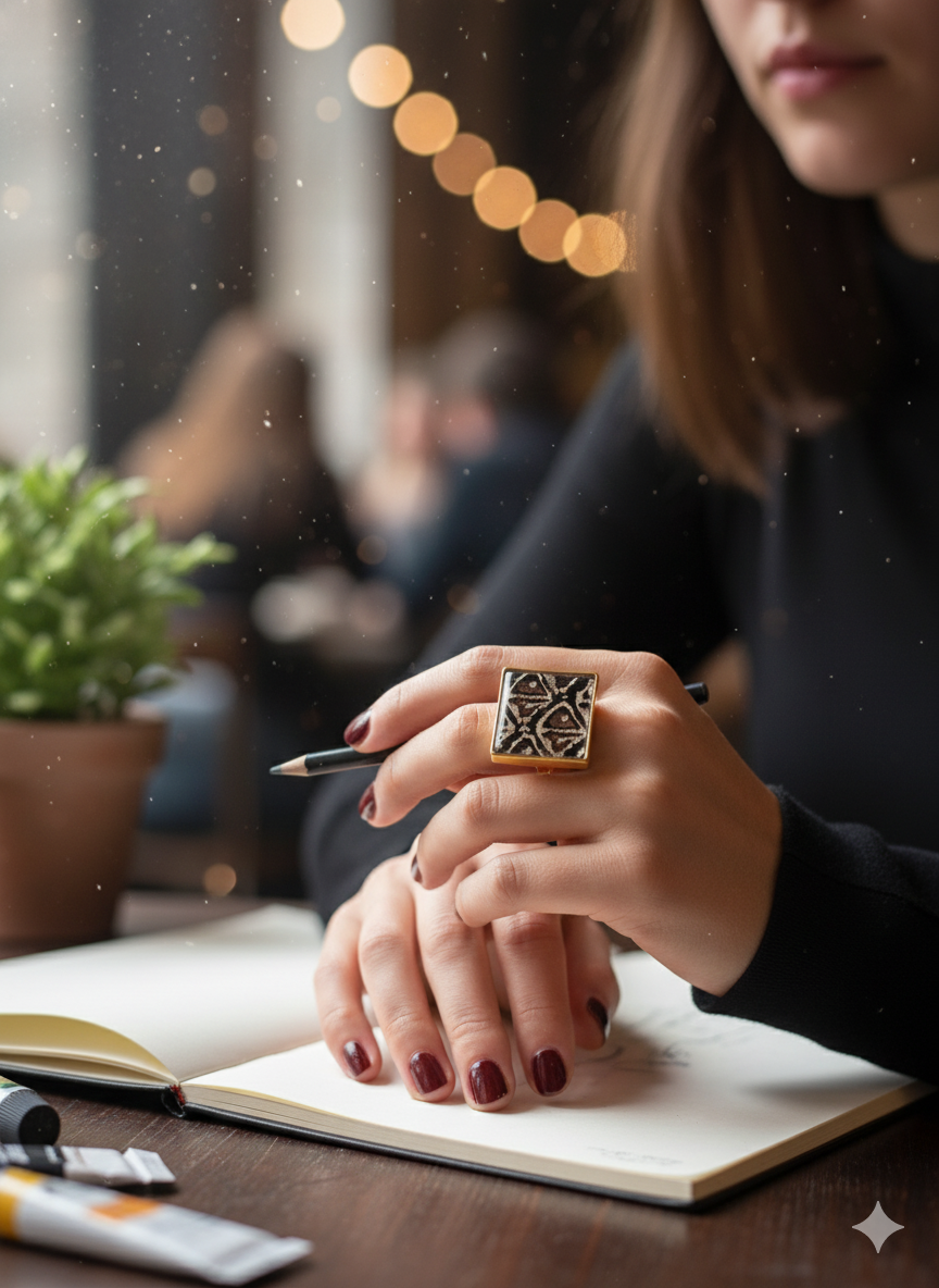 Anillo ajustable piel de serpiente