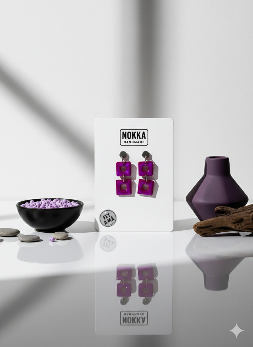 Pendientes doble cuadrado