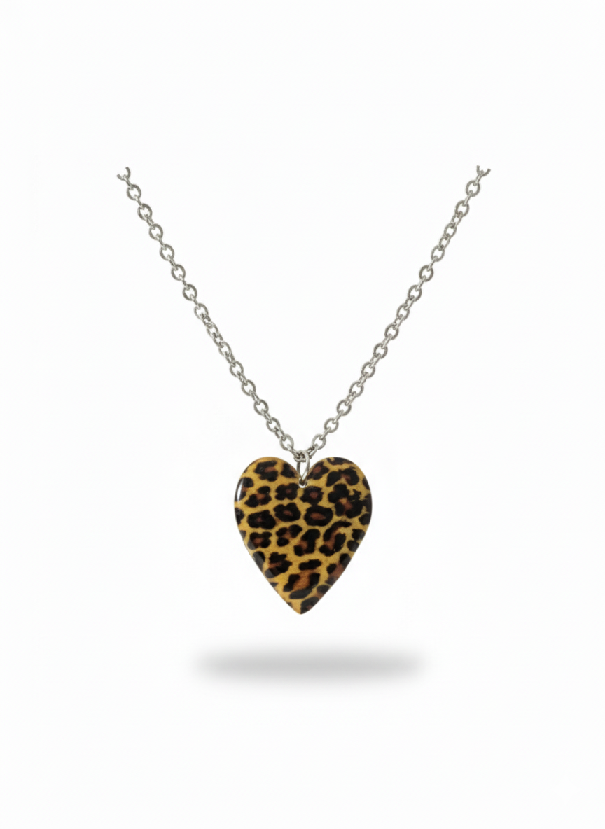 Colgante corazón animal print