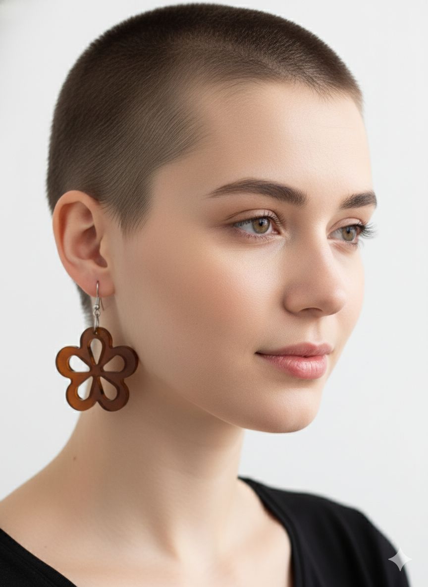 Pendientes flor marrón