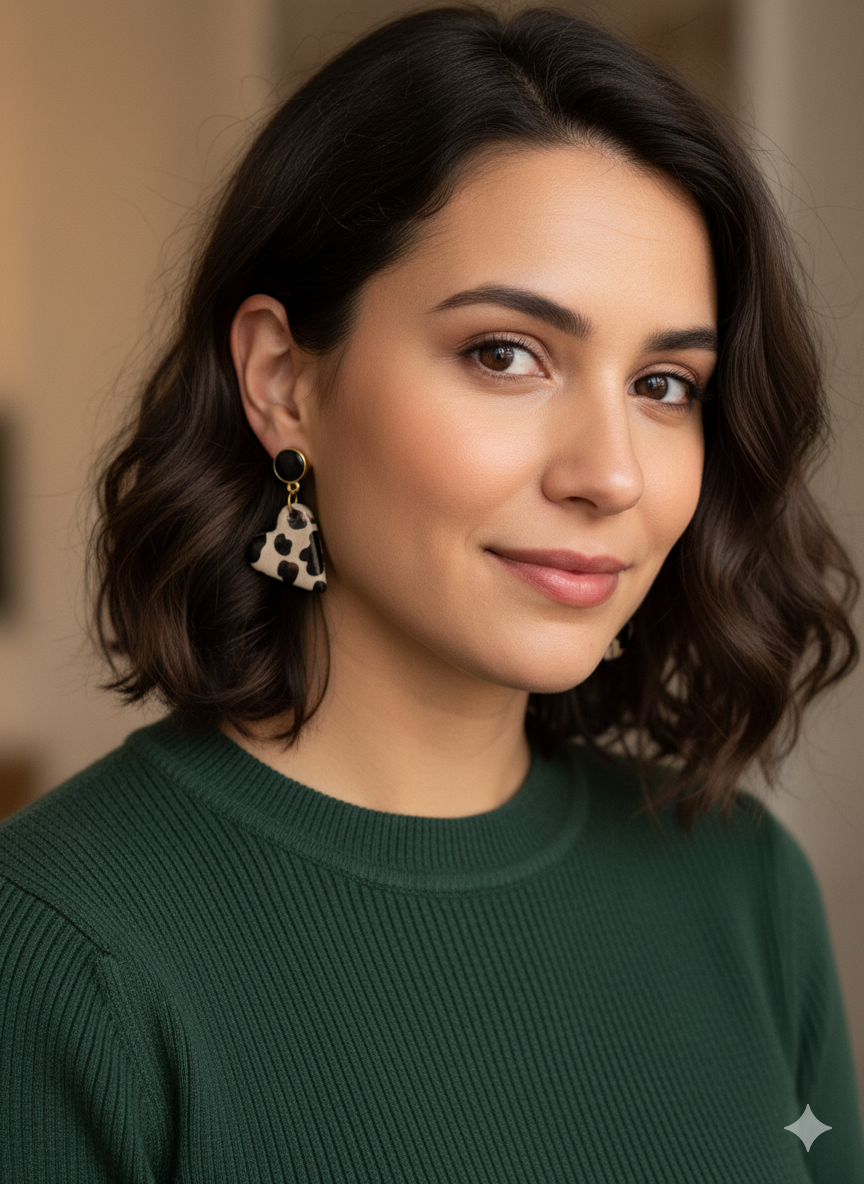 Pendientes corazón animal print