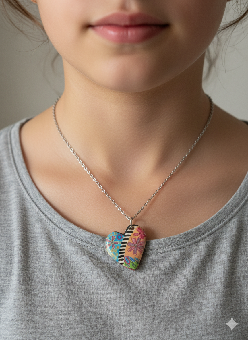 Colgante corazón estampado