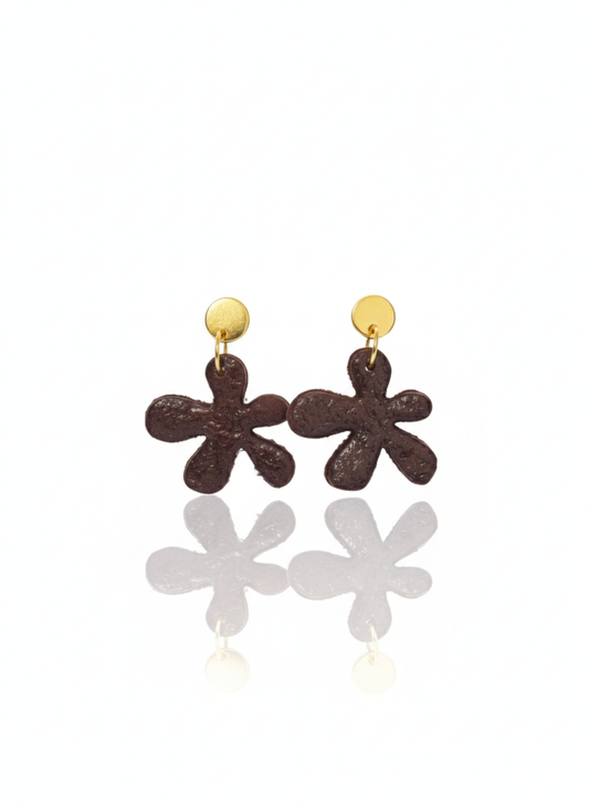 Pendientes flor marrones