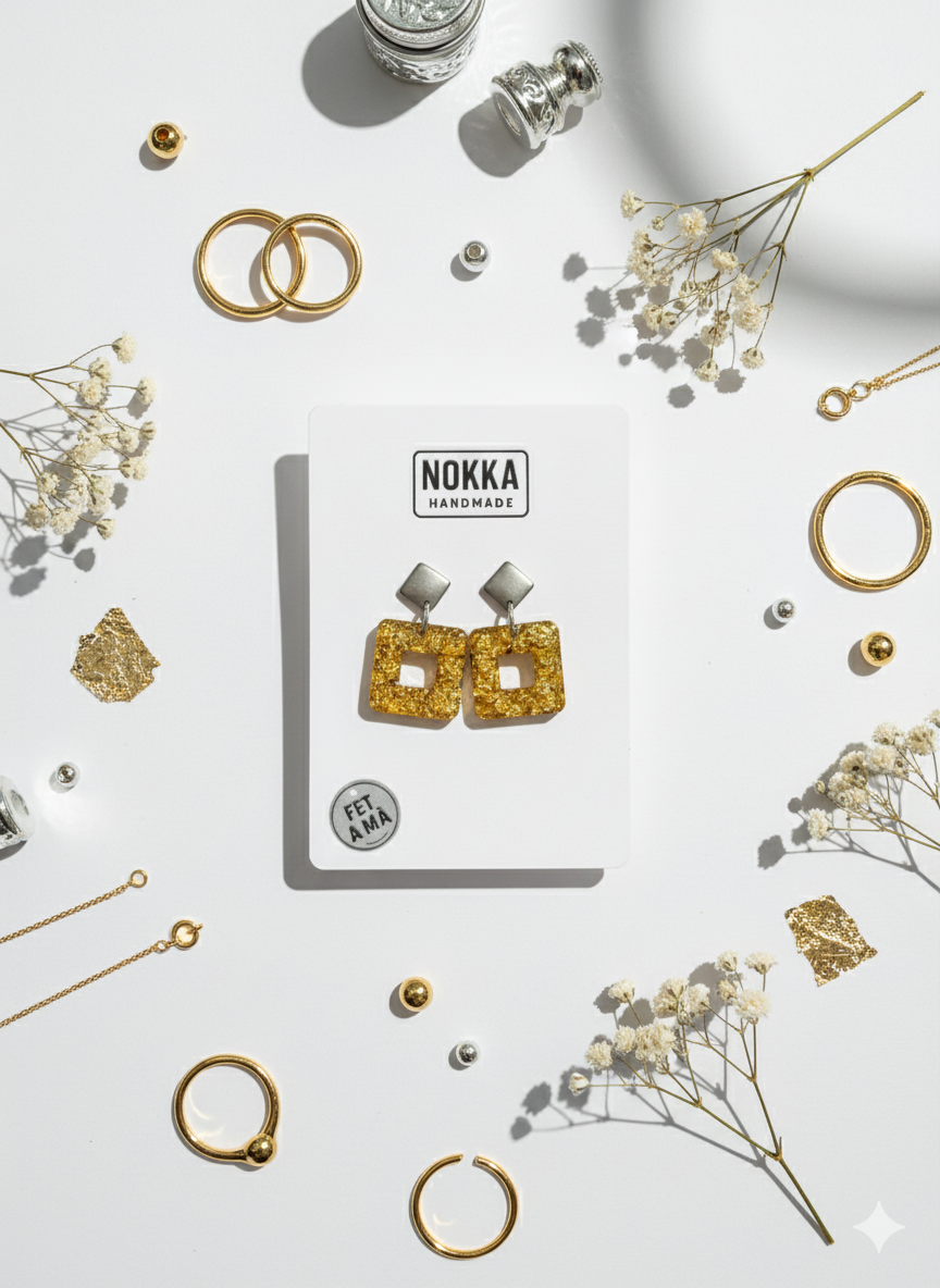 Pendientes cuadrados oro