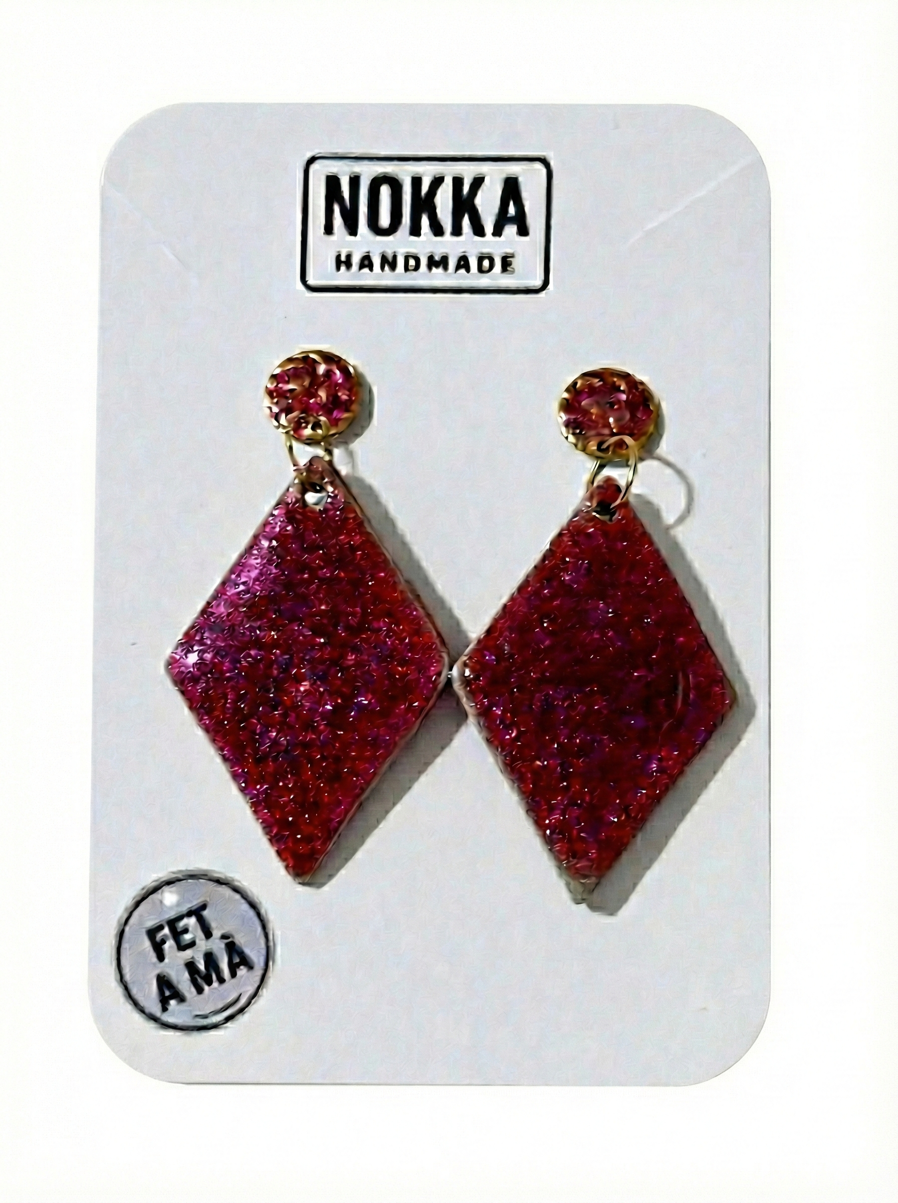 Pendientes rombo purpurina de arcilla polimerica