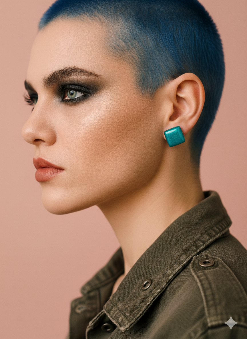 Pendientes botón resina