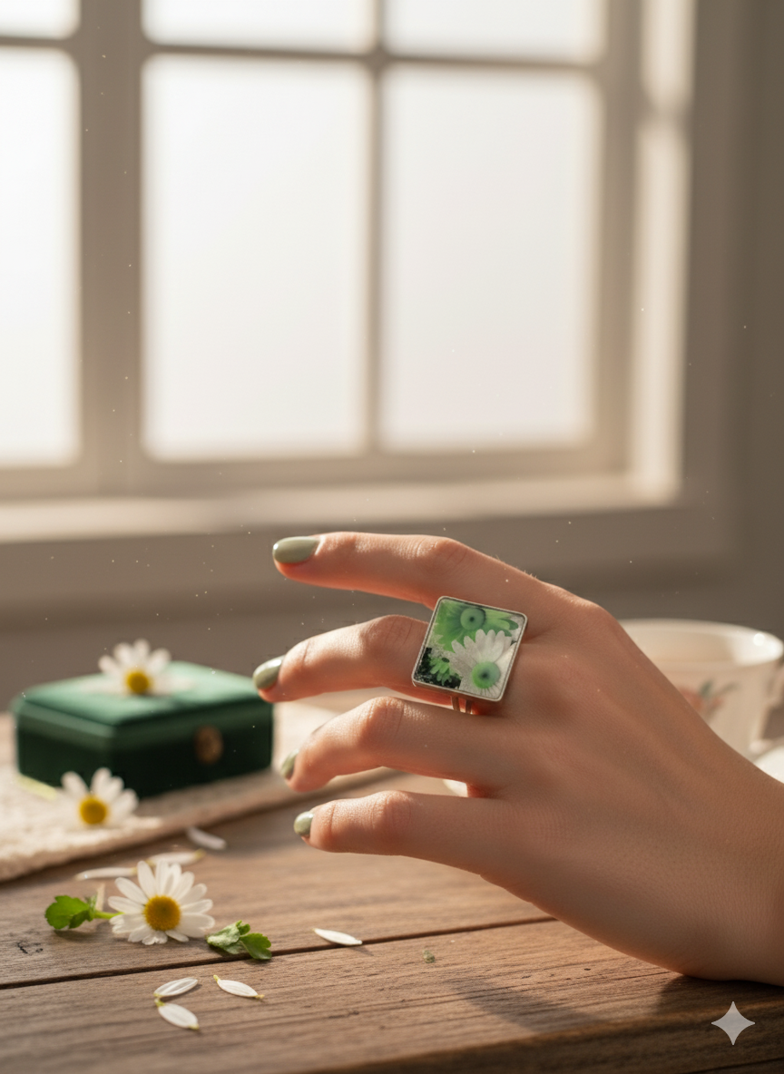 Anillo ajustable floral