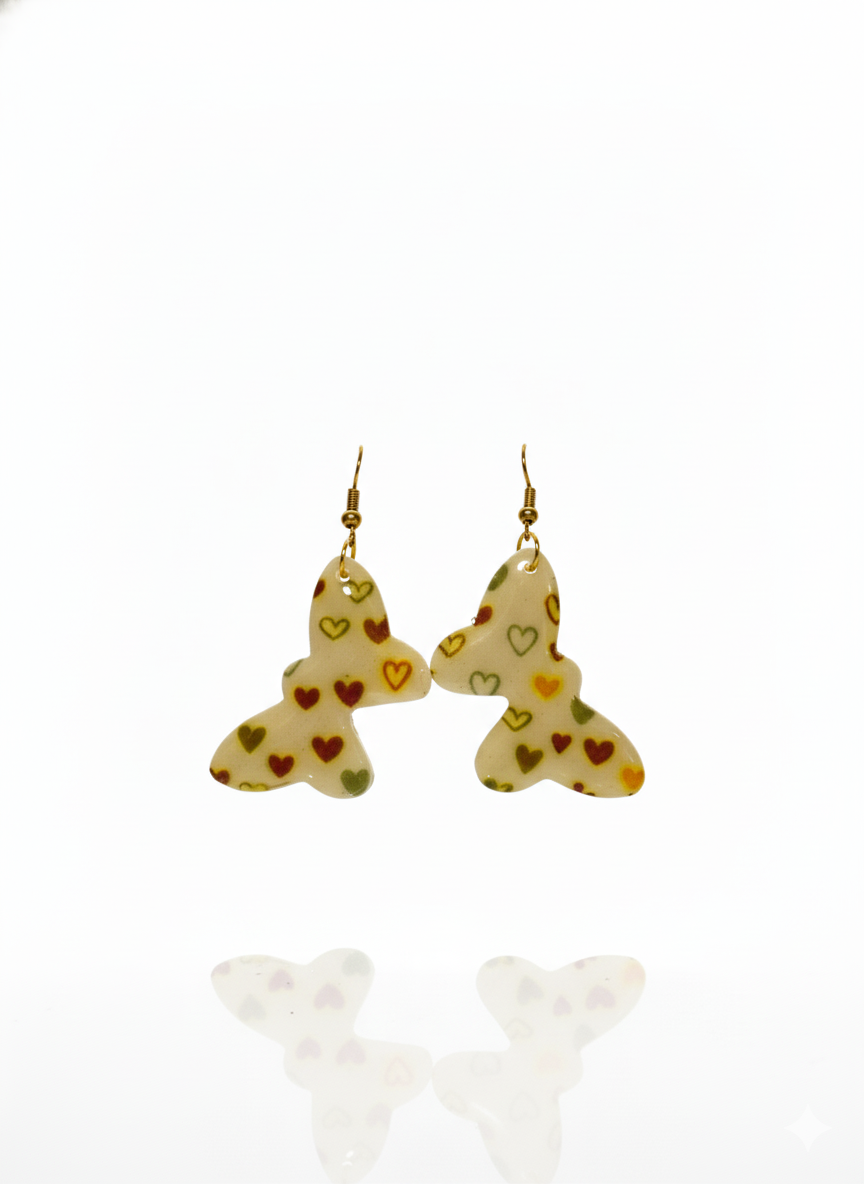 Pendientes mariposa corazones