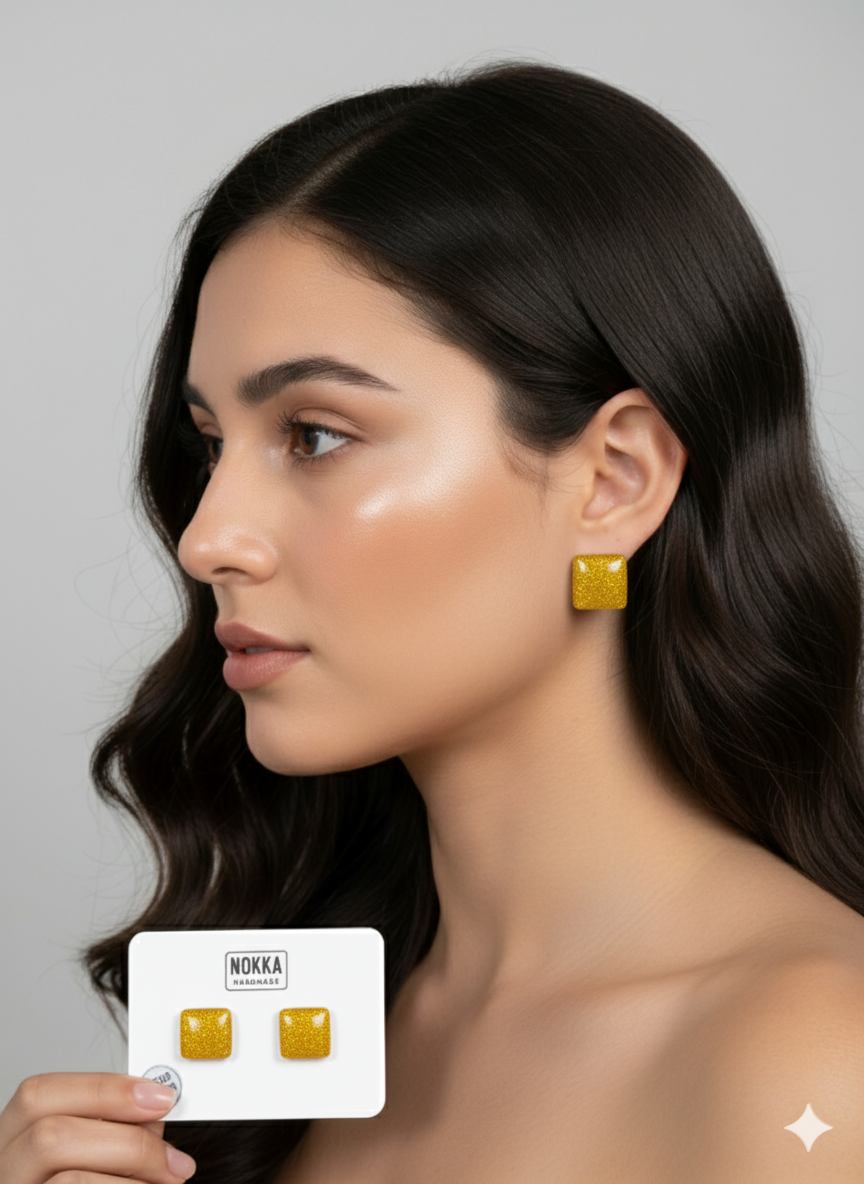 Pendientes botón resina