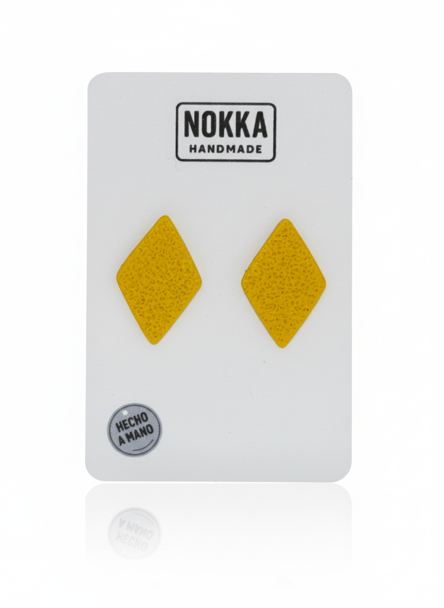 Pendientes botón rombo amarillo