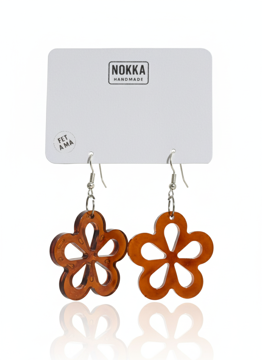 Pendientes flor marrón