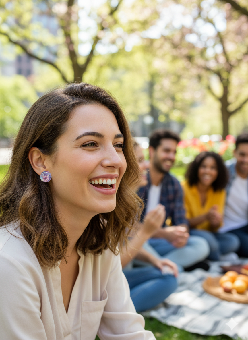 Pendientes botón circular floral
