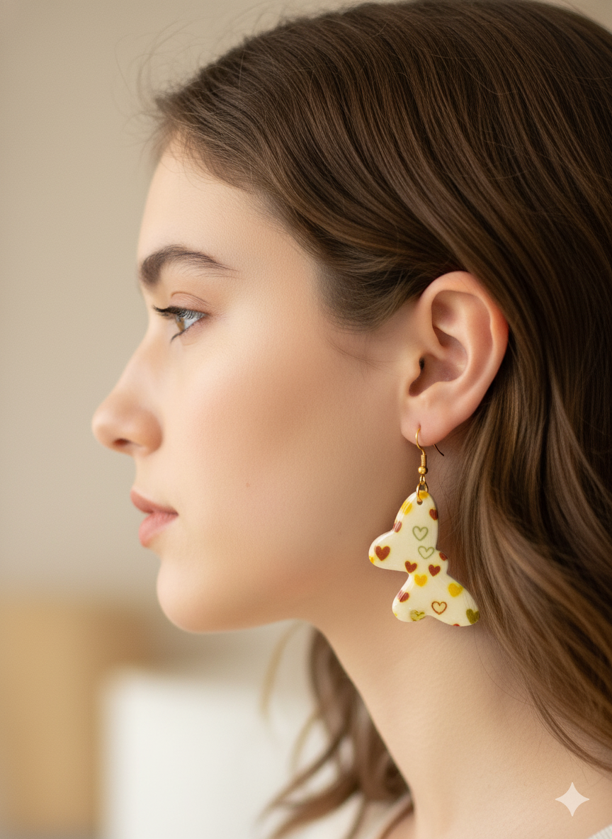 Pendientes mariposa corazones