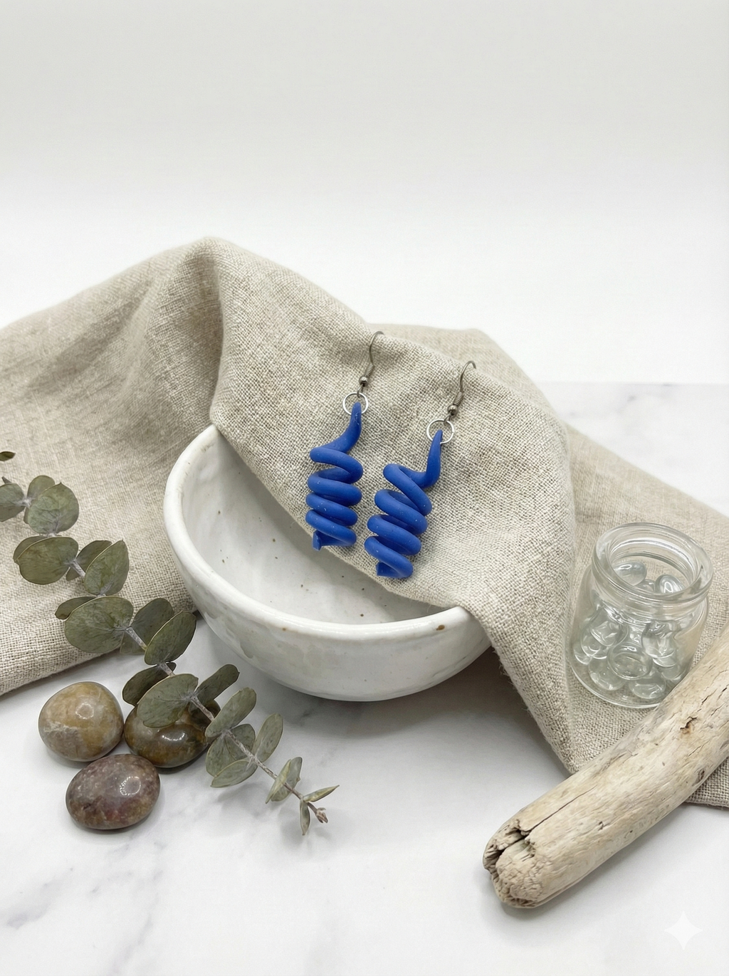 Pendientes colección espiral azules