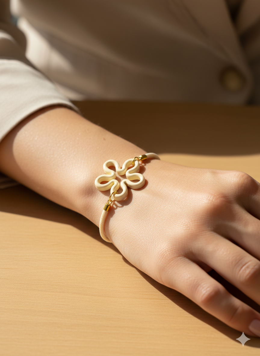 Pulsera flor blanca con cordón
