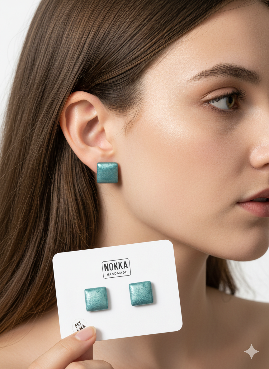 Pendientes botón resina